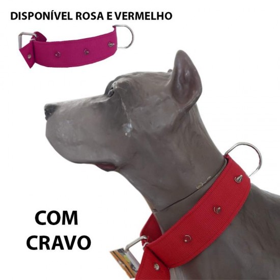 COLEIRA NYLON DUPLA C/CRAVO N°8 VER/ROSA