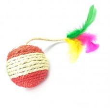 BRINQ BOLA SISAL P/GATO C/PENA 25X6,5CM