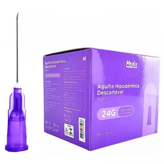 AGULHA 20 X 0,55MM (24G X 3/4) 100UN