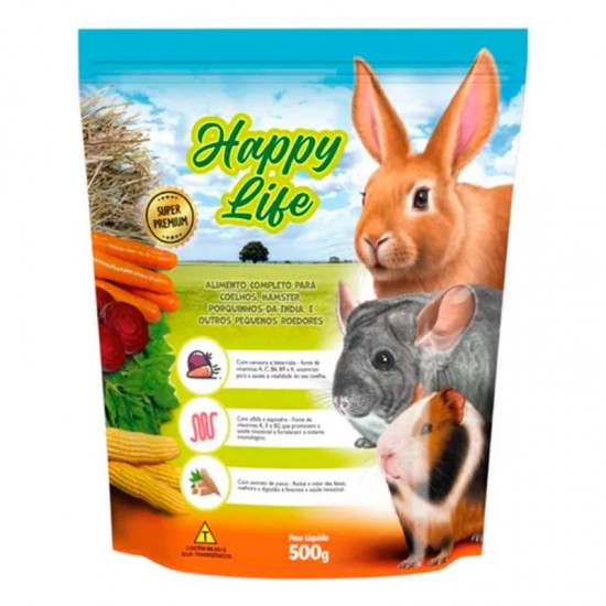 ALIM. HAPPY LIFE COELHO/CHICHILA 500 GR